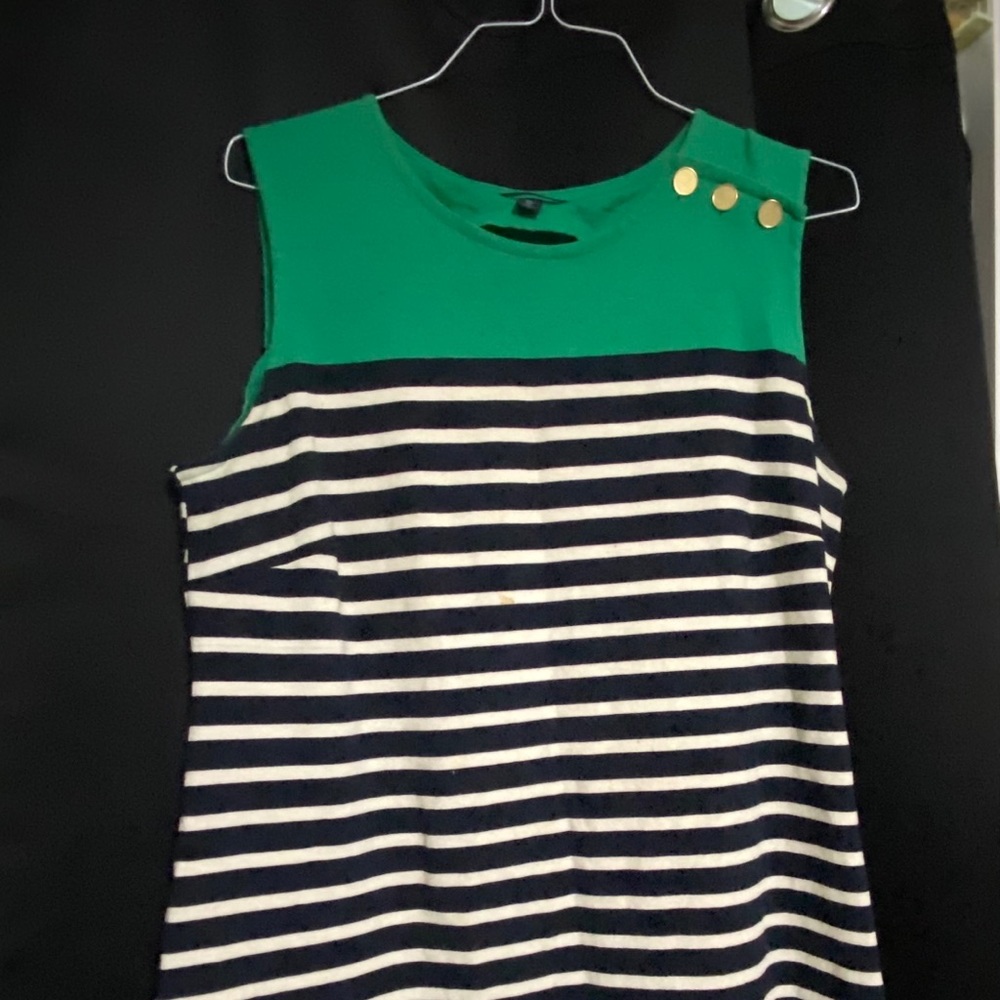 Land’s End green and navy striped dress